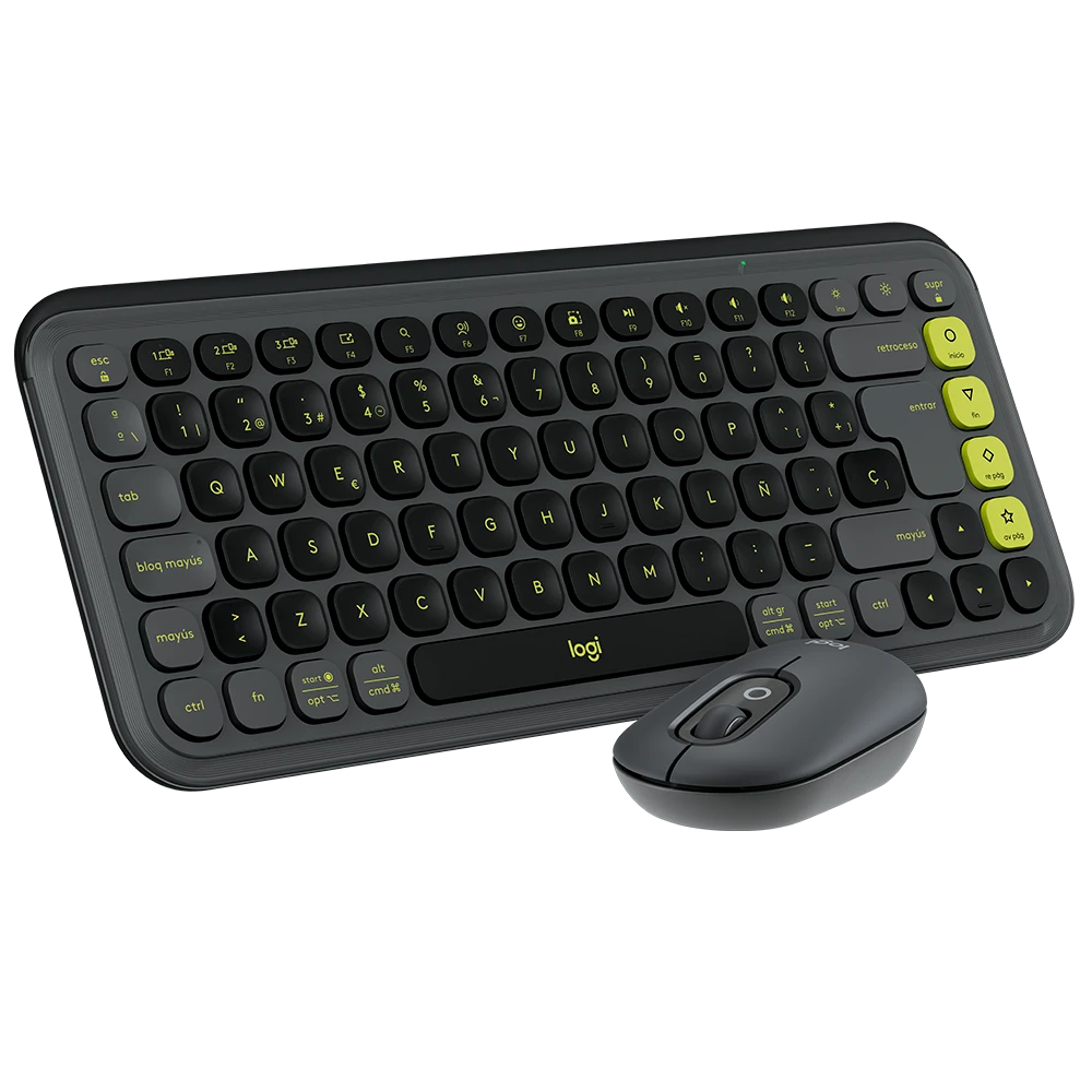 Combo Teclado + Mouse Inalámbrico Logitech POP Icon · Bluetooth · Silencioso · Español · Grafito y Verde